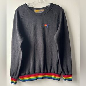 Aviator Nation Rainbow Trim Crewneck Unisex Sz S